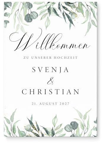 Willkommensschild Hochzeit personalisiert als Leinwand Hochzeitsdeko | Personalisiert, Leinwand auf Keilrahmen, 40 x 60 cm, Hochzeitsschild, Herzlich Willkommen, ohne Staffelei