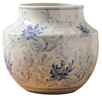 Linmeas-753 Vaso per Piante da Interno ed Esterno Lavandino for Orchidee di Grande Calibro, Stile retrò Cinese, di Lusso, in Porcellana Blu e Bianca, in Ceramica Arredamento da Giardino