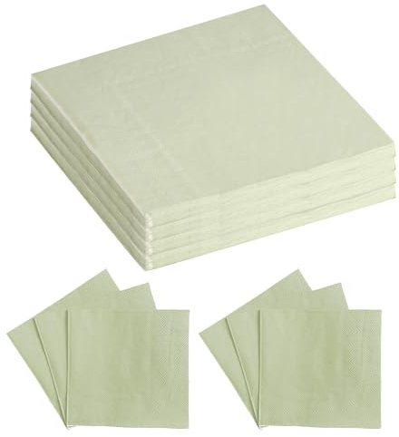 100 st pappersservetter, servetter servetter eukalyptusgrön, salviagröna cocktailservetter, fest pappersservetter för bröllop födelsedagar examen brud årsdag (33 x 33 cm)
