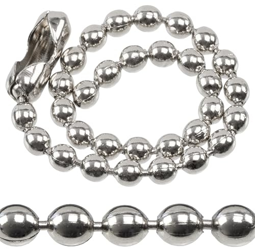 AERZETIX - Set di 12 Catenelle a sfere decorative con chiusura 10 cm Ø2,5 mm metallo | color argento | per fai da te, creazione gioielli, tracolle borse, progetti decorativi