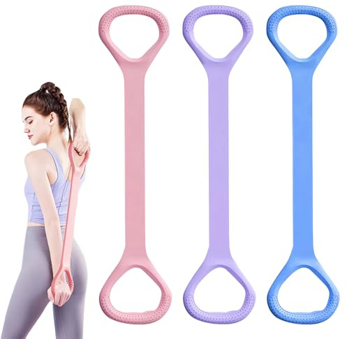 3 Stück Griff Elastische Zugseil, 45cm Pilates Squat Brust Expander | Muskeltraining Extender, Figure 8 Widerstandsbänder, Übungsbänder Pilates-Stretchbänder, für Finess Training Gymnastik Yoga