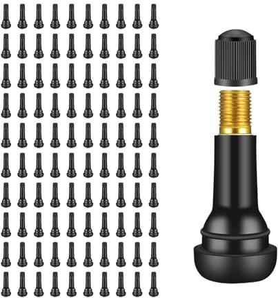 Traurige 100 Stück TR414 Gummiventile 11,3 mm Snap-In Reifenventile für PKW | Luftdichte Autoventile mit Messingkern bis 4,5 Bar, langlebiges Gummi für schlauchlose Reifen von Auto und Motorrad