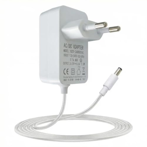 Adattatore universale 24 V 0,5 A, caricatore DC 5,5 x 2,1 mm di 1,2 m, trasformatore 220 V 24 V, sicuro da chip intelligente, per diffusore di oli essenziali, router, altoparlanti