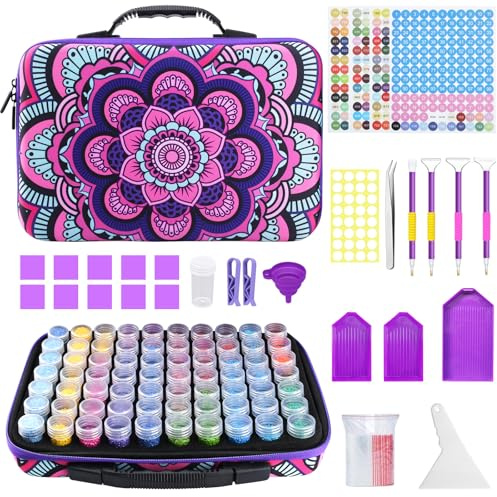 TEGOVE Diamond Painting Kit Completo,70 Slots Diamond Painting Accessori,Pittura Diamante Kit 5D e Strumenti di Pittura Diamante per DIY,Unghie,Gioielli,Artigianato e Punto Croce