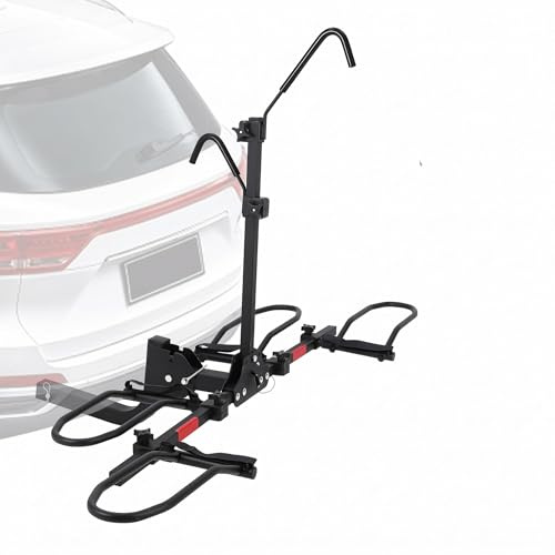 GarveeMore Fahrradträger Anhängerkupplung für 2 Fahrräder E-Bike, Universal Fahrradträger 68 kg Tragkraft mit Schlössern, Intelligente Neigung und Faltbar, 5 cm Anhängerhaken für die Meisten Auto/SUV