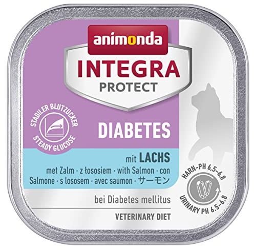 animonda Integra Protect Diabetes cat, diet cat food, wet food for diabetes mellitus, with salmon, 16 x 100g