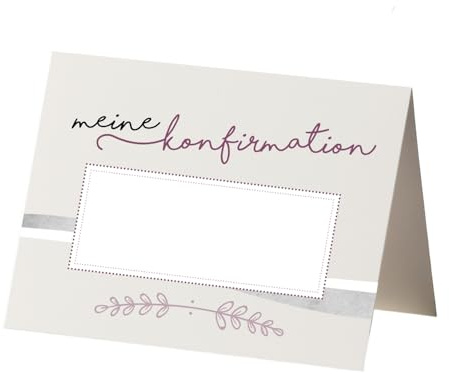 #detailverliebt 40 Tischkarten zur Konfirmation I dv126 I DIN A7 I Platz-Karten Namens-Kärtchen Sitzplatz-Karten Vintage Aufsteller quer zum Beschriften