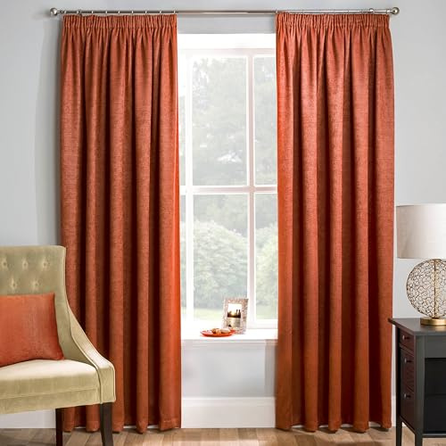 Cortinas plisadas de Mattrixx, con funda de cojín a juego, 5 colores: azul, gris, café con leche, uva, naranja, 10 tamaños, Matrix-Orange, 90Wide x 90Drop - 229cm x 229cm
