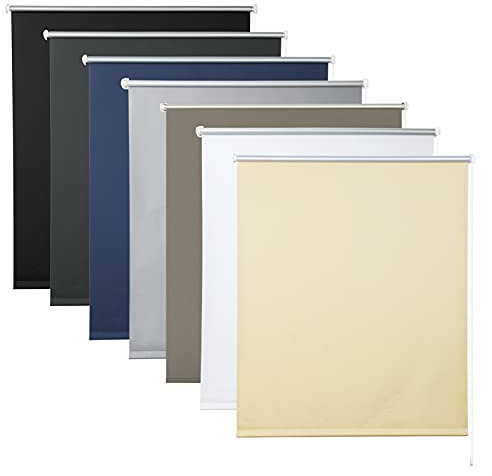 WOLTU Verdunklungsrollo ohne Bohren Beige 50x160cm (BxH), Thermorollo Klemmfix Fensterrollo Seitenzugrollo easyfix Verdunkelung Rollos Sichtschutz und Sonnenchutz, Klemmrollo für Fenster & Tür