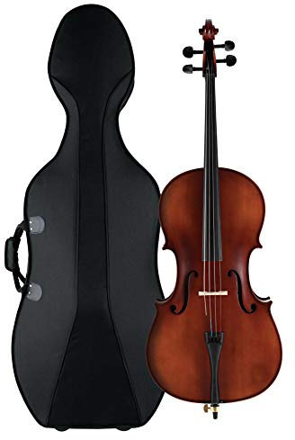 Classic Cantabile Brioso Cello 3/4 Set (3/4 Violoncello, Decke aus massivem Fichtenholz, Boden & Zargen aus geflammtem Ahorn, inkl. Trolley-Leichtkoffer und Bogen)
