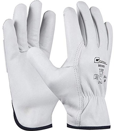 Gebol Paire de gants de travail Driver - Taille 11 (XXL) - Blancs - En cuir de vachette