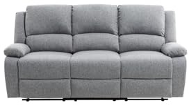 LOUNGITUDE - DETENTE - Canapé de Relaxation - Manuel - 3 Places - Inclinaison réglable - en Tissu - Gris Clair -L193cm
