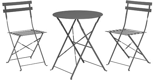 Pro Garden bistroset Stahl anthrazit 3-teilig