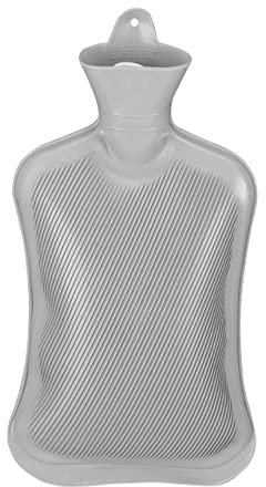 Relaxdays Bouillotte, sans Housse, Durable, sûr, 2 litres, pour Le lit, Caoutchouc inodore, Eau Chaude, Gris