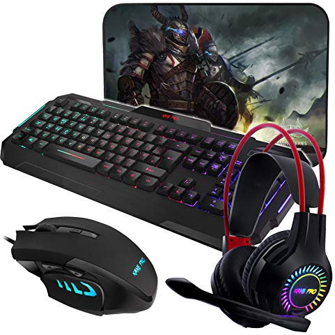 Sumvision Chaos Pack 2, 4 in 1 Gaming Keyboard and Mouse Set with Headset, Mouse Mat, Windows PC Laptop Bundle in Gift Box, FREE UK Tech Support