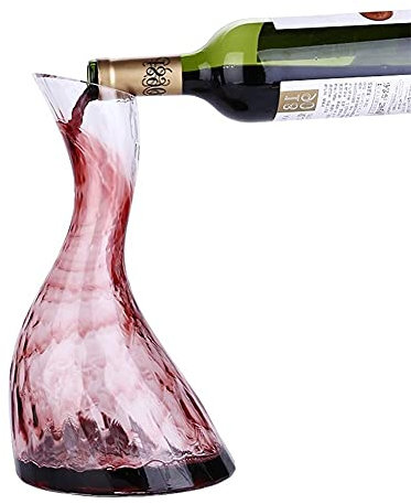 MQQ 1300 Ml De Fibra De Vidrio Decantador, Stand Hecho A Mano Vidrio Whisky Decantador Alcohol Decanter Licor S Forma Rojo Vino Dispensador Aséptico Rápido Resaca
