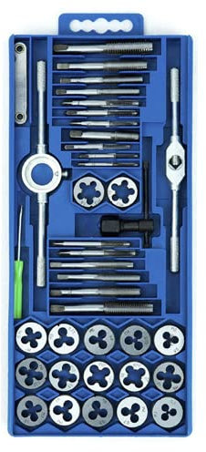 UISEBRT Gewindeschneidsatz 40tlg, Gewindeschneidzeug-Satz für metrische Innen- und Außengewinde, Gewinde Schneider Bohrer Werkzeug Set