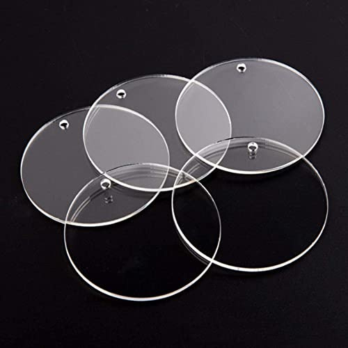 Ein Herz 30 Stück Acryl Transparente Kreis Scheiben mit Loch, 5cm Klare Acrylplatte, Acrylscheibe Platte Dicke 2 mm, Acrylglas rund Plexiglas Platten für DIY Display Projekte Schild Handwerk