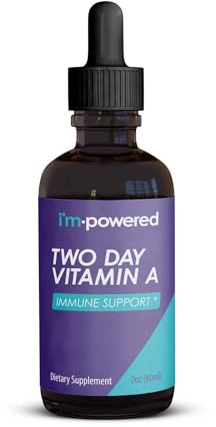 I'm Powered Two Day Vitamin A - 2 oz Natural Vitamin A Drops 400,000 IU per Serving (3 ml), Supports Immune Health
