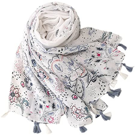 FAIRYGATE Schal Damen blauer Paisley Schals mit Fransen Halstücher Tuch Kopftuch Halstuch Viskose Frauen Tücher 69013