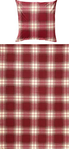 REDBEST Bettwäsche Biber rot Größe 1x 155x220 cm + 1x 80x80 cm