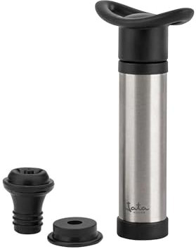 JATA HOGAR HVIN2205 - Pompa a vuoto in acciaio inox, con 2 tappi per vuoto in silicone e sacchetto sottovuoto, mantiene la qualità del vino più a lungo, previene l'ossidazione