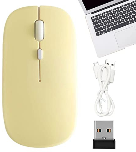 Fowybe Ratones inalámbricos para portátiles,computadora silencioso 2.4G | Ratón Recargable, 1600 dpi, ratón portátil con Receptor para PC Escritorio, PC portátil