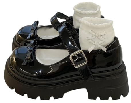 Ulalaza Vintage Mary Jane Comfort Mocassini Piattaforma Grosso Tacco Medio Classico Stringata Cerniera Chiuso Punta Rotonda Slip-on Uniforme Scarpe Eleganti Brogues Oxfords Scarpe Moda per Donna