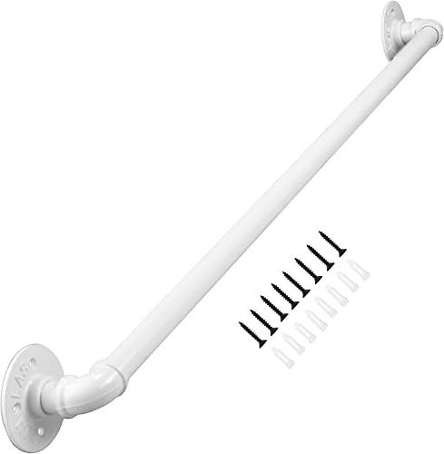 stair banister,Indoor Stairs and Outdoor Steps Railing for Disabled Elderly Kids External Outside Wall Guardrail Hand Rails Handle,white Non-Slip Wrought Iron Wall Balustrade Handrail,70CM