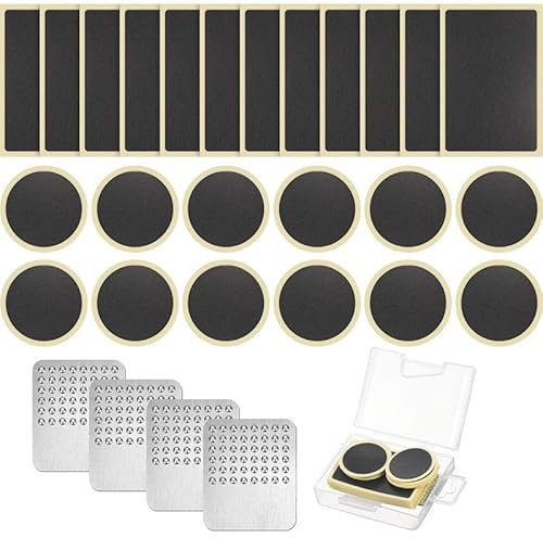 MYAYD Fahrrad Flickzeug Set, Selbstklebendes Fahrradreifen Patch Reparatur kit Fahrrad Patch Fahrradschlauch Reparaturset,Pannen Reparatur Patch Kit für Fahrradreifen 24 Flicken & 4 Schaber