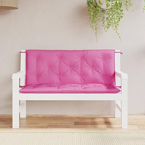Homgoday Gartenbank-Auflage Bankauflage Bankpolster Bankkissen Sitzkissen und Rückenkissen für Bank Gartenbankauflage Bankauflage für Garten Terrasse 2-TLG. Rosa 120x50x7 cm Stoff