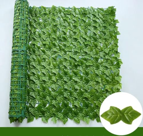 OPica 50 x 200 cm künstliche Efeu-Hecke, grüne Blätter, Zaunelemente, Sichtschutz, Zaun für Zuhause, draußen, Garten, Balkon, Dekoration, 1 x 3 m
