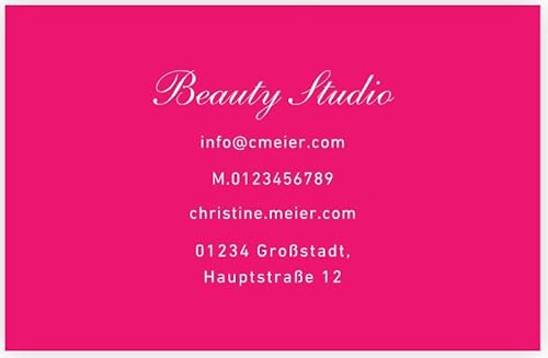 Personalisierte Visitenkarten | Beauty Artist | 2-seitig | Querformat | pink | Menge + Farbe zur Auswahl | selbst gestalten | hochwertig | 350 g | Wellness | Nail Studio | Kosmetik (250 Stück)