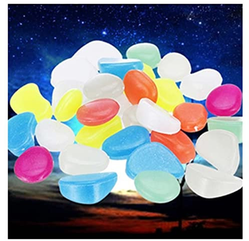 ZOLULA Dekosteine Kieselsteine Mix Farbe Leuchtsteine ​​Glow in dunkler Garten Dekor Straße Outdoor Fischbehälter Dekoration Kieselfelsen Aquarium (Color : 300 Pieces)