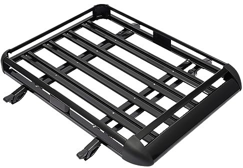 BAOCHADA Dachträger 127 x 97CM, Universal Aluminium Schwarz Dachkorb, Leichtes Aluminum Gepäckträger für SUV Universalmodelle, Relingträger Korb Tragfähigkeit von 68KG