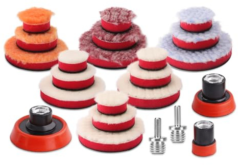 SPTA Mini-Polierpads, 25 mm, 50 mm, 80 mm, kurze Wolle, Autopflege-Set, 23 Stück