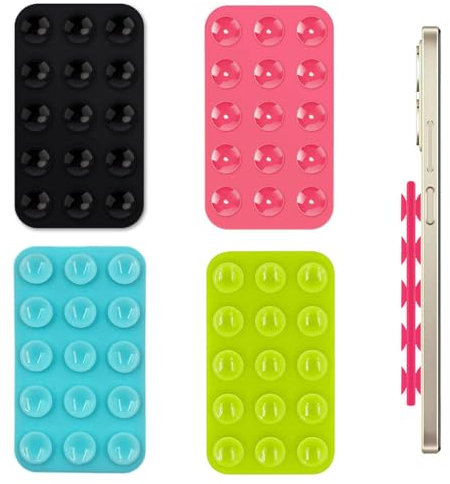 Yoaeyok 4 soportes para teléfono móvil con ventosa para coche, cunas para teléfono móvil, ventosa de silicona de doble cara, soporte rectangular para teléfono para selfies y videos, soporte para