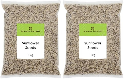 Sunflower Seeds 2kg by Manor Springs, Source of Fiber, Raw, Unsalted, Non-GMO