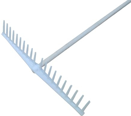 NG NICCOLAI RASTRELLI IN POLIPROPILENE PP CURVI O DRITTI VARIE DENTATURE CON O SENZA MANICO IN LEGNO (H.150 CM) MADE IN ITALY (BIANCO DRITTO 20 DENTI (CM.63) CON MANICO (H.150))