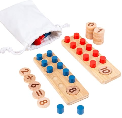 SCBOY Montessori Spielzeug Intuitibrix Aus Zahlen Lernen Holzspielzeug Addition Und Subtraktion Innerhalb Von 20 Mit Aufbewahrungstasche Für Kinder Ab 2 3 4 5 6 Jahre