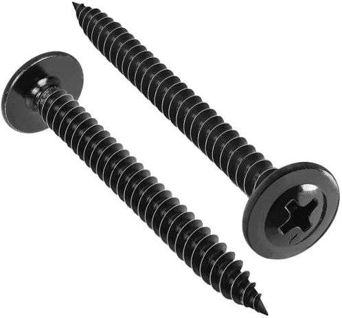 VGBUY 100Pcs #8 x 2 Inch Wood Screws Phillips Modified Truss Head Stainless Steel 410 Quick Metal Self Tapping Screws,Black Zinc Plated