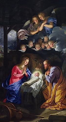 HCOTZHPY Berühmtes Gemälde Leinwand Bilder Kunstdrucke Abstrakt Poster Krippe von Philippe De Champaigne Moderne Farbposter für Wohnzimmer 60x90cm