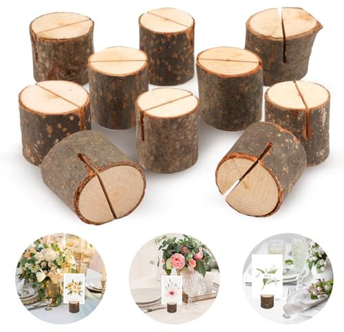 Svalor Kartenhalter Holz, 10 Stück Tischkartenhalter Holz, Platzkartenhalter Menükartenhalter Memohalter für Hochzeiten, Restaurants, Bankette und Partys