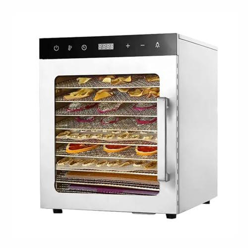BDJSN Déshydrateur Alimentaire À 10 Plateaux, Séchoir À Légumes Électrique en Acier Inoxydable avec Minuterie 24 Heures Et Contrôle De Température 30-90 °C, Éclairage LED Intégré, pour Viande Séchée