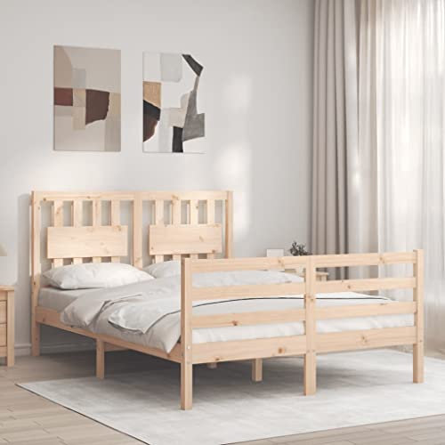 Buzaza Massivholzbett mit Kopfteil Bettgestell Bed Frame Holzbett Kopfteil Bett Schlafzimmer Bett Massivholzbetten 120x200 cm - 3194306