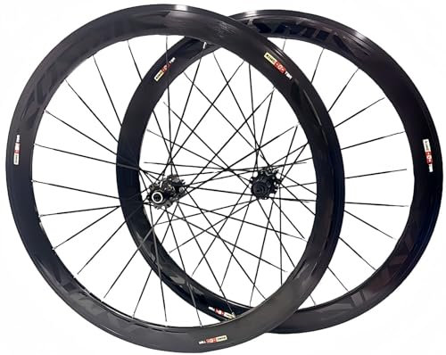 Mountainbike Radsatz Rennrad Radsatz 700C Felgenbremse mit 50 mm tiefen Felgen Rennradräder aus Aluminiumlegierung geeignet für 8/9/10 Gang mit Schnellspanner/24 Loch