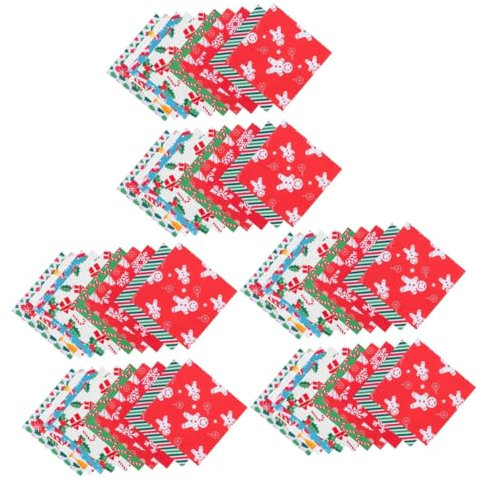 SEWACC 60 Stück Weihnachts Patchwork Baumwoll Weihnachtsstoff Zum Nähen Baumwollstoffbündel DIY Patch Stoff Weihnachts Nähstoff Quilt Patchwork Stoff Bastelstoff Weihnachtskleid