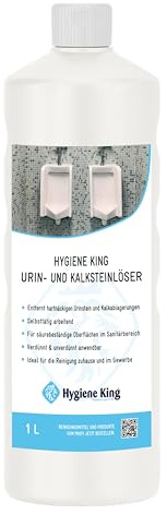 Hygiene King | Urinsteinentferner | WC-Reiniger | 1 L | Mit Sicherheitsverschluss | streifenfreie Sauberkeit für WC & Pissoir | extra stark | Made in Germany
