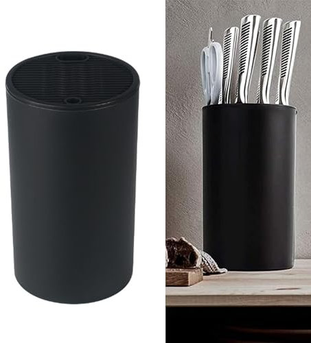 NCZCDZSW Ceppo portacoltelli senza coltelli, nero, rimovibile, vuoto, con design di scarico, portacoltelli rotondo, universale, adatto per tutti i coltelli da cucina