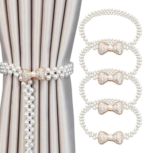 Vorhang Raffhalter, Zliger 4 Stück Magnetische Raffhalter, Blume Vorhang Raffhalter für Vorhänge Ohne Bohren Gardinen Binder für Zuhause, Büro, Fenster Dekorativ (Goldene Schmetterlingsknoten)